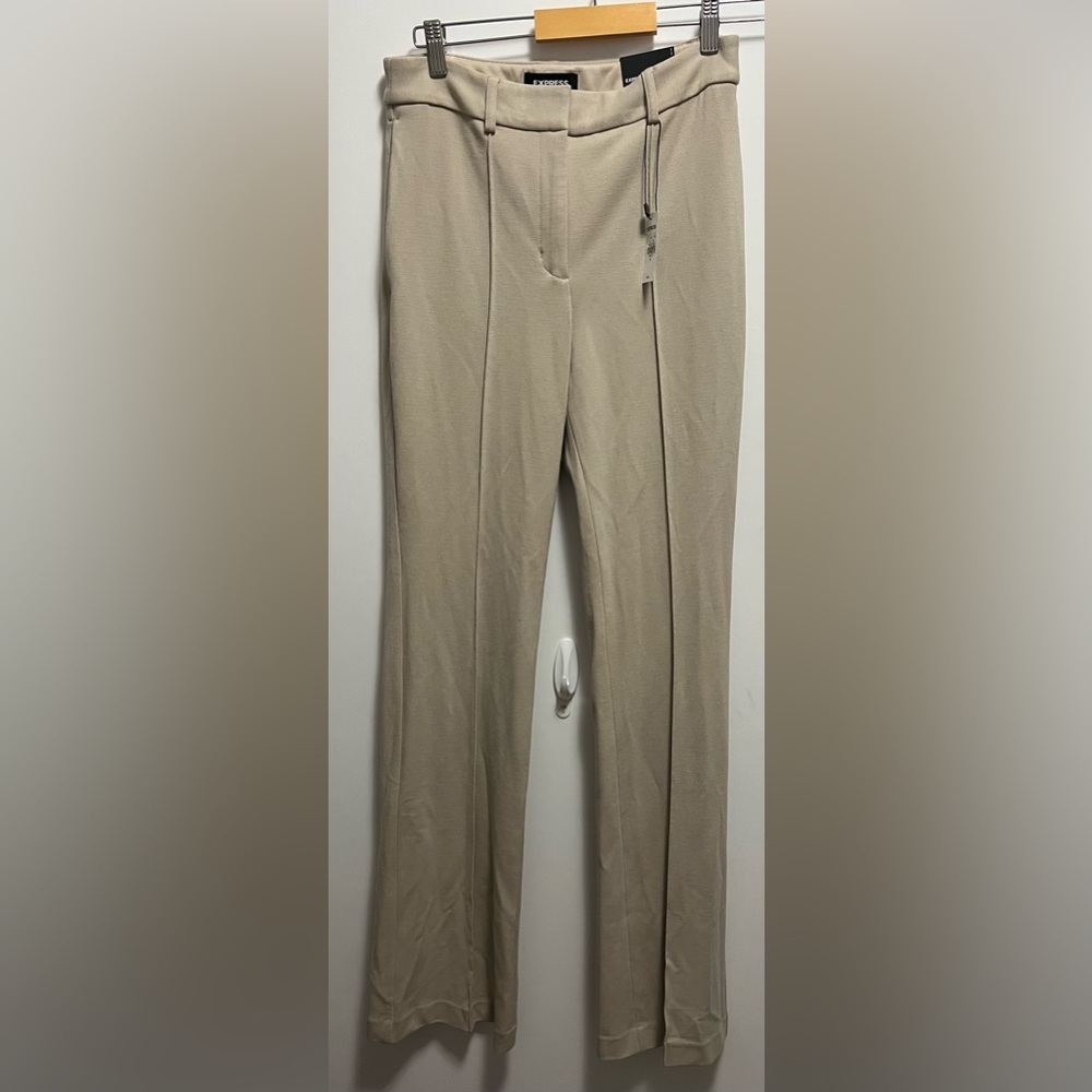 NWT Express High Rise Flare Beige Slacks Womens size 6L